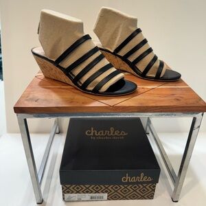 Charles Gazelle Black/ Cork Sandals 9